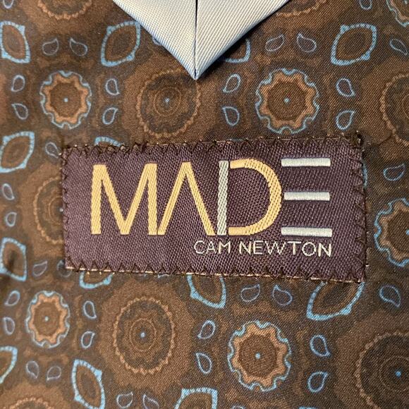 NWT Made by Cam Newton Brown Plaid Wool Blend Sport Coat Size 44R - Picture 3 of 8